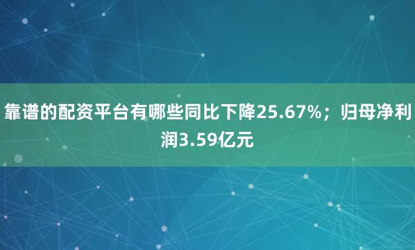 靠谱的配资平台有哪些同比下降25.67%；归母净利润3.59亿元