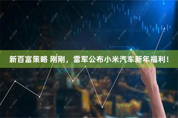 新百富策略 刚刚，雷军公布小米汽车新年福利！